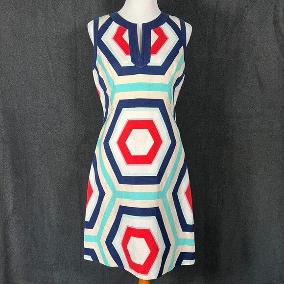 kate spade Dresses & Skirts - Kate Spade sz 8 Geometric Multicolor Zuma Shift Dress Linen Mod